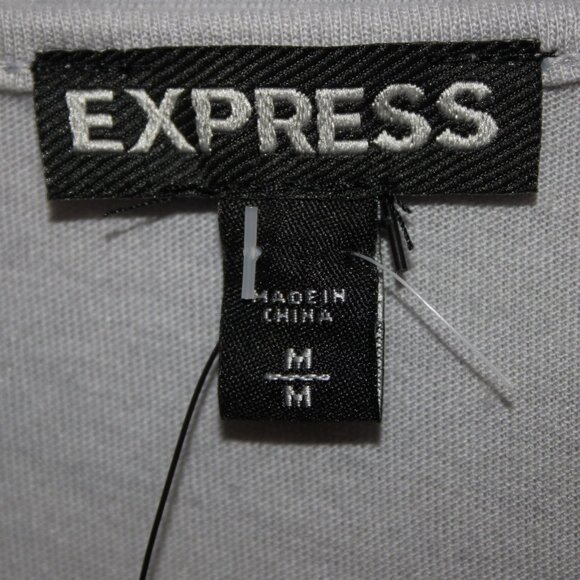 Express Top Sz M Gray Embroidered Lined Tank Metallic Polyester Top - Picture 9 of 14